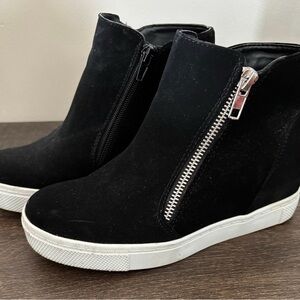 Black Faux Suede Ankle Boots